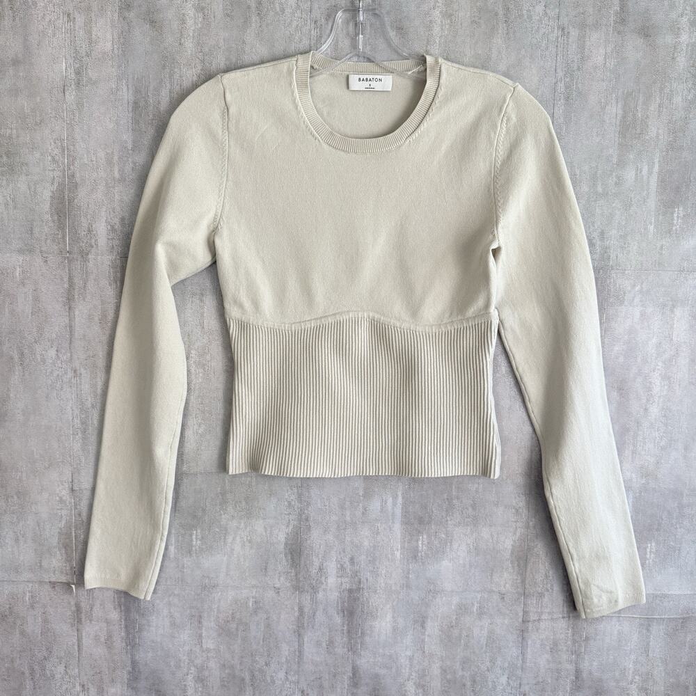 Aritzia Babaton Women’s Top Small Beige Abbott Sculpt Knit Quiet Luxury - Picture 1 of 10